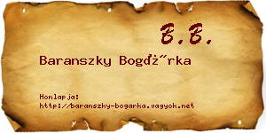 Baranszky Bogárka névjegykártya
